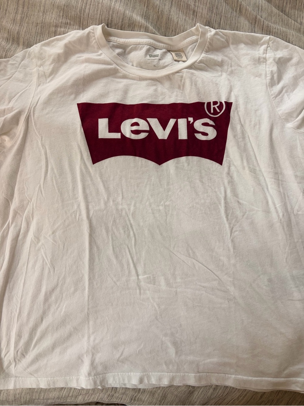 Levi's White Short Sleeve Tee with Maroon Logo - Women's